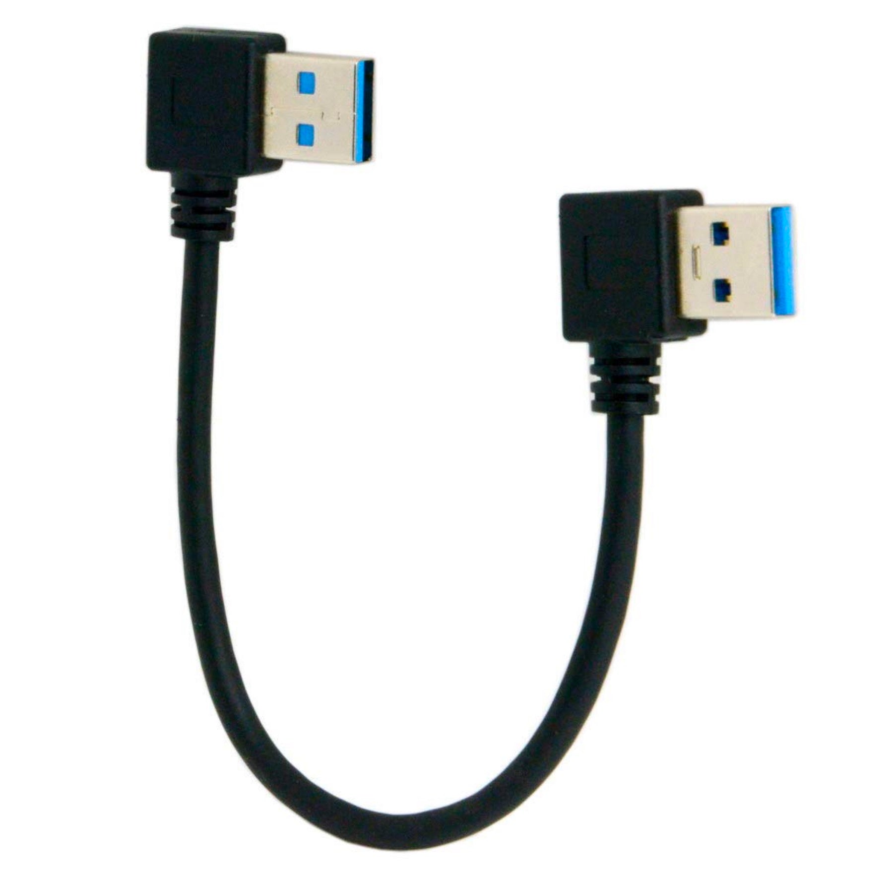 USB-A 3.0 Male Right Angle to Left Angle Data Extension Cable 0.5m