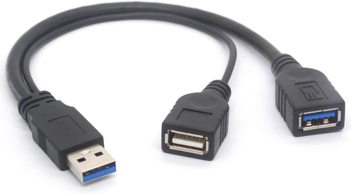 USB-A 3.0 Male to USB-A 3.0 Female + USB-A 2.0 Female Power Cable 0.3m