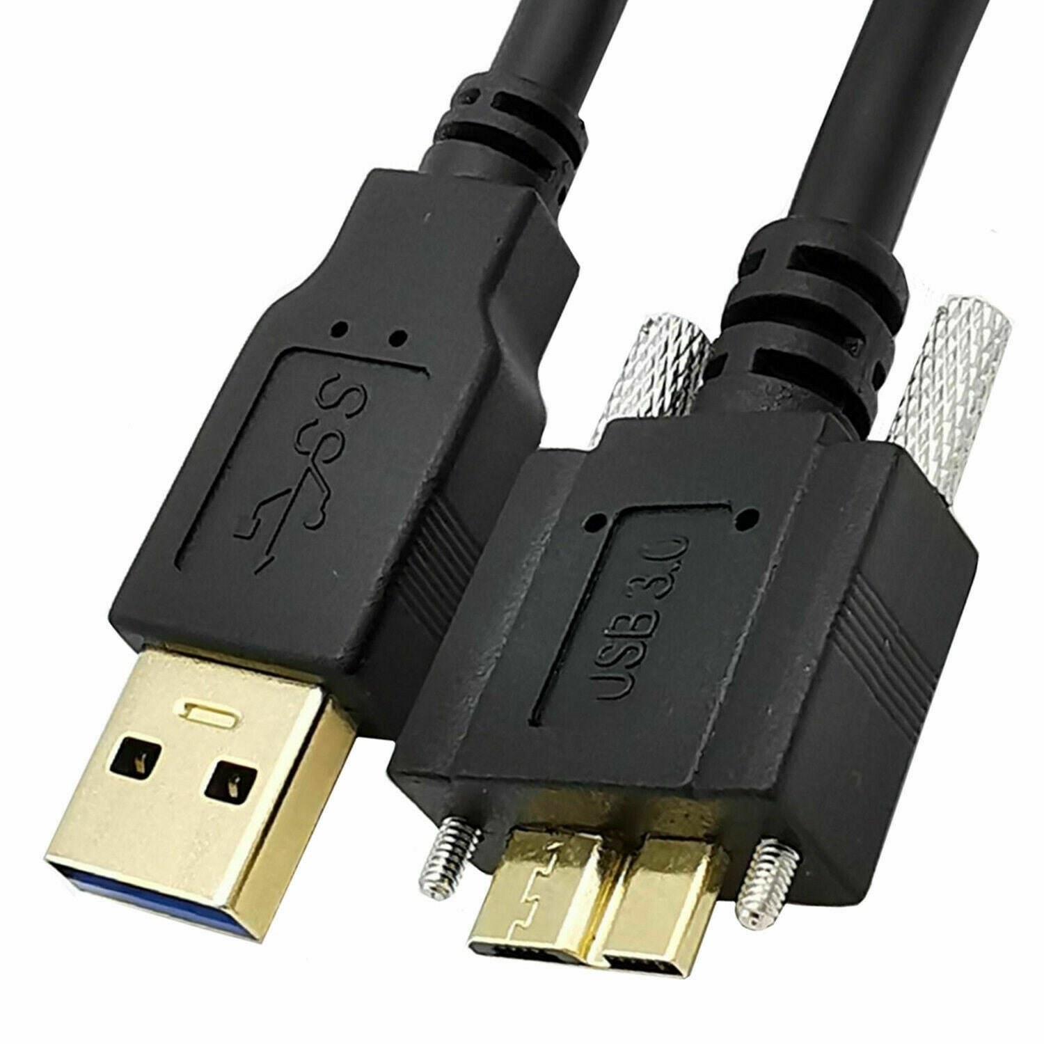 USB-A 3.0 Male to Micro-B Charge & Sync Cable with Locking Screws