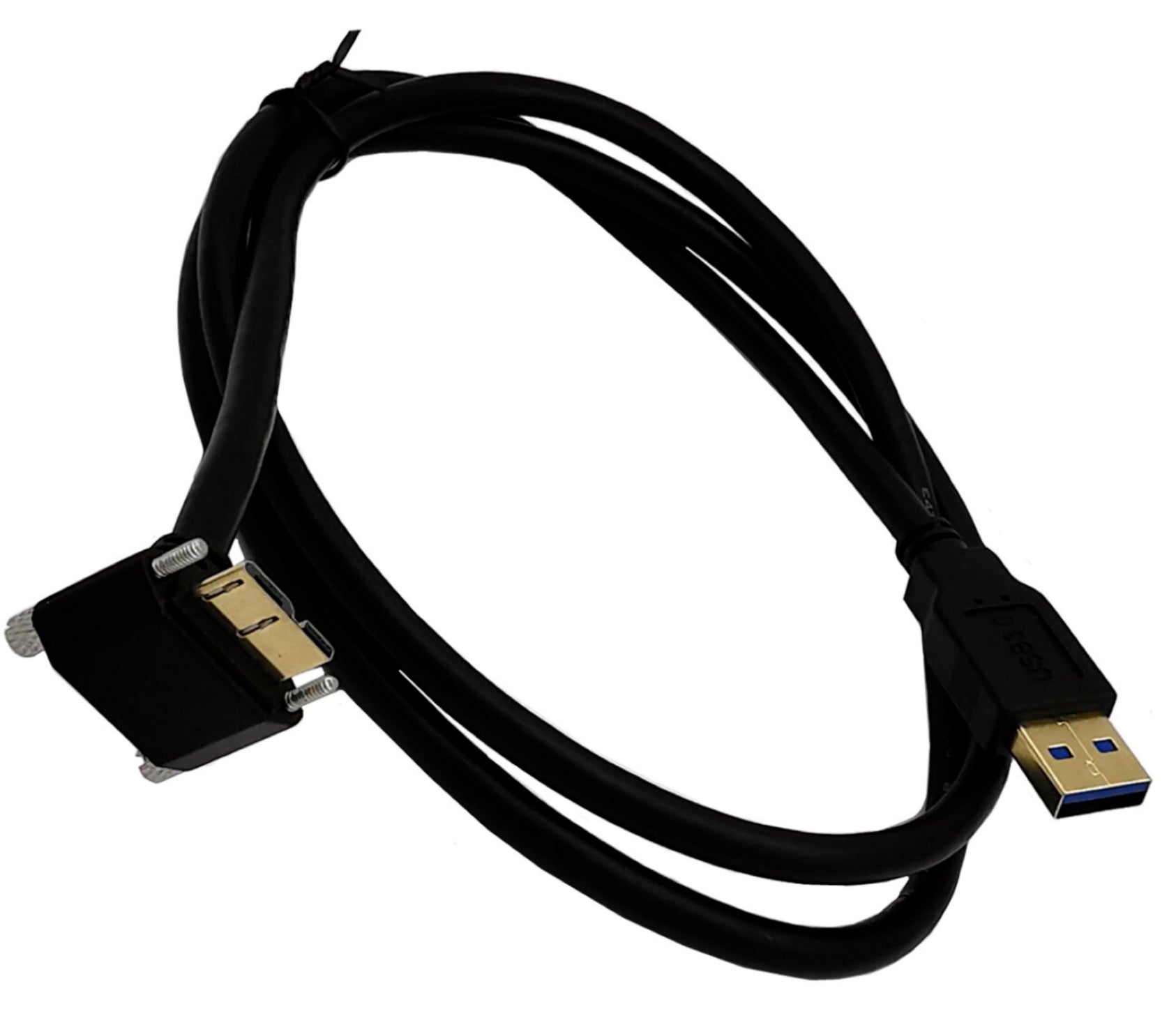 USB-A 3.0 Male to Micro-B Charge & Sync Cable with Screws (Down-Angle)