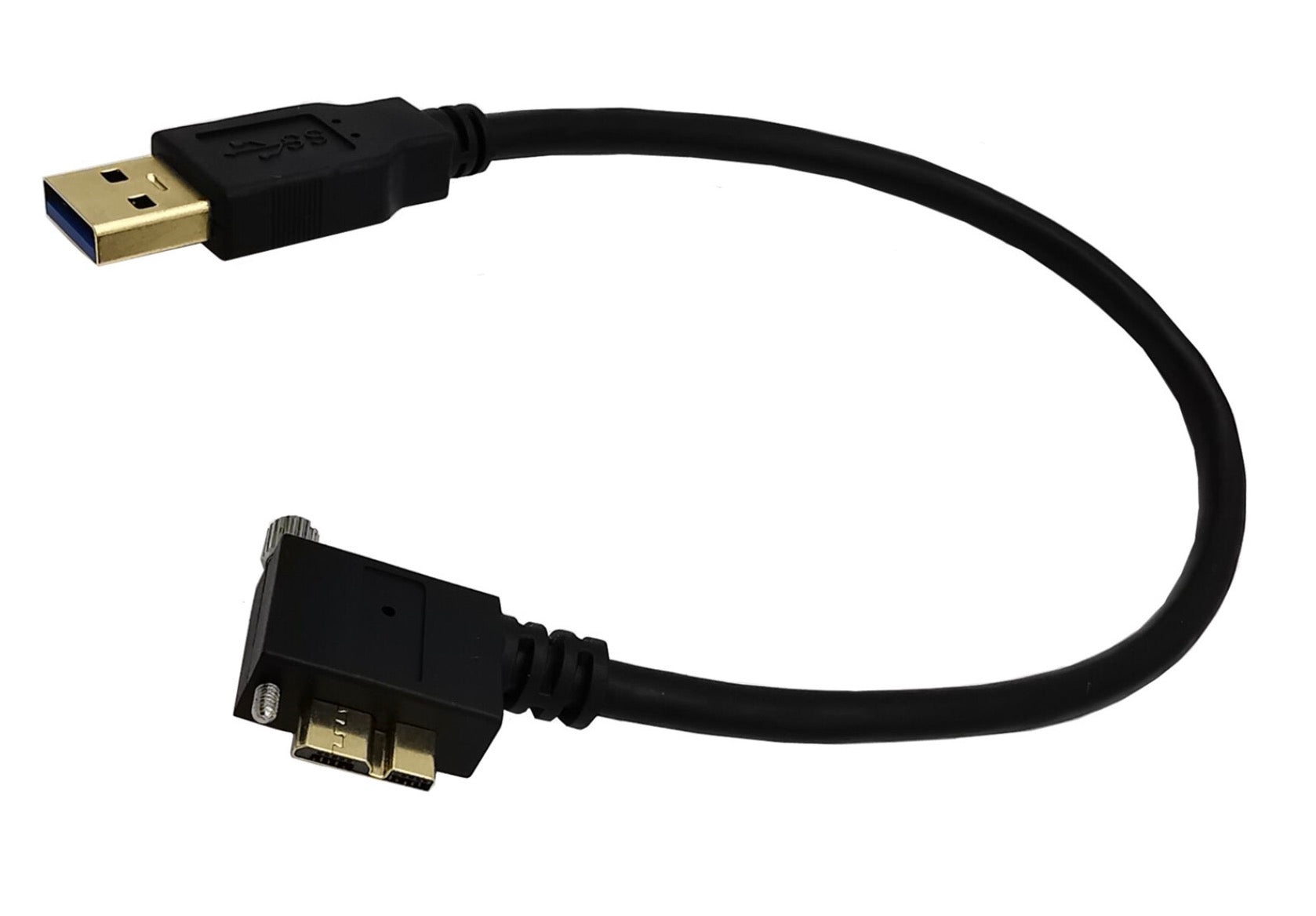 USB-A 3.0 Male to Micro-B Charge & Sync Cable with Screws (Right Angle)