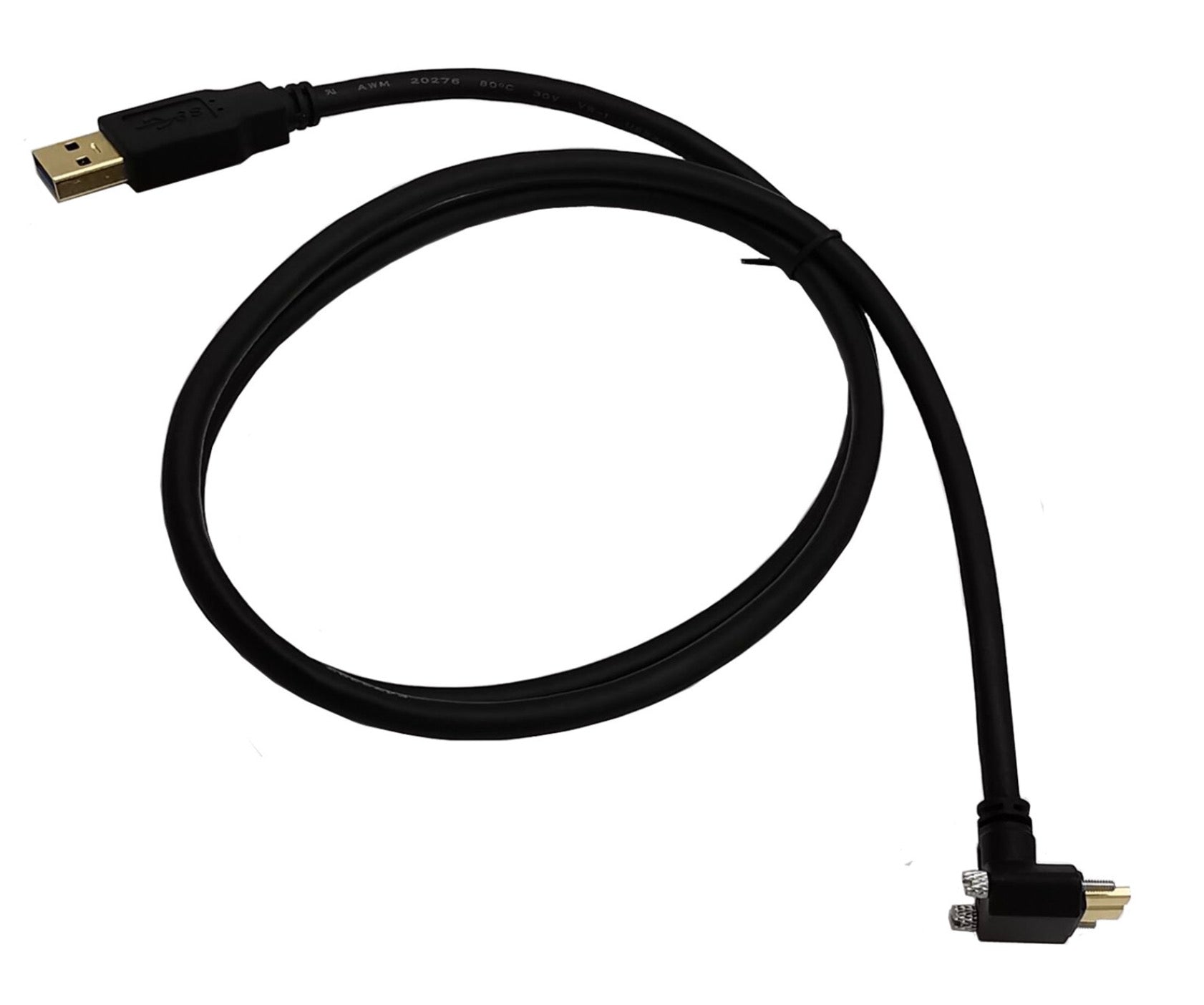 USB-A 3.0 Male to Micro-B Charge & Sync Cable with Screws (Up Angle)