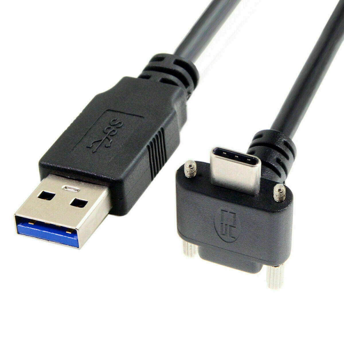 USB 3.1 Type-C Screw Locking Mount to USB-A 3.0 Male Data Charge Cable