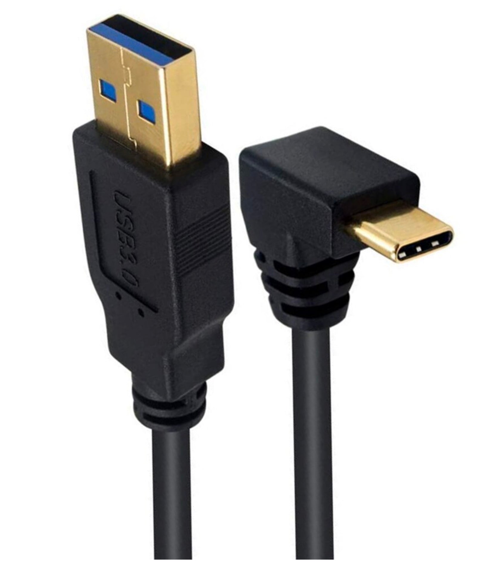 USB-A 3.0 Male to USB-C 3.1 Up/Down Angled Male Charge Sync Cable