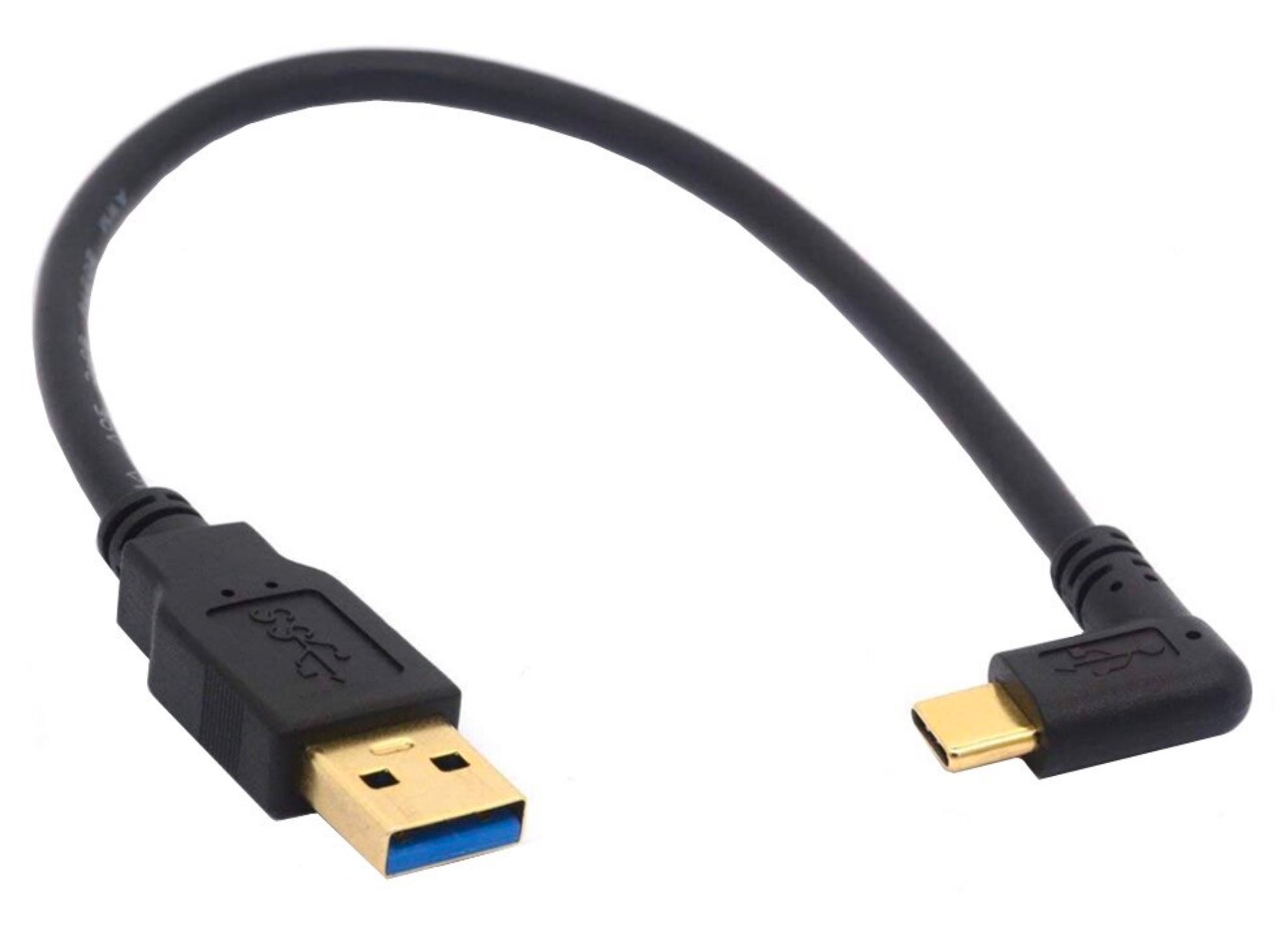 USB-A 3.0 Male to USB-C 3.1 Left/Right Angled Male Charge Sync Cable