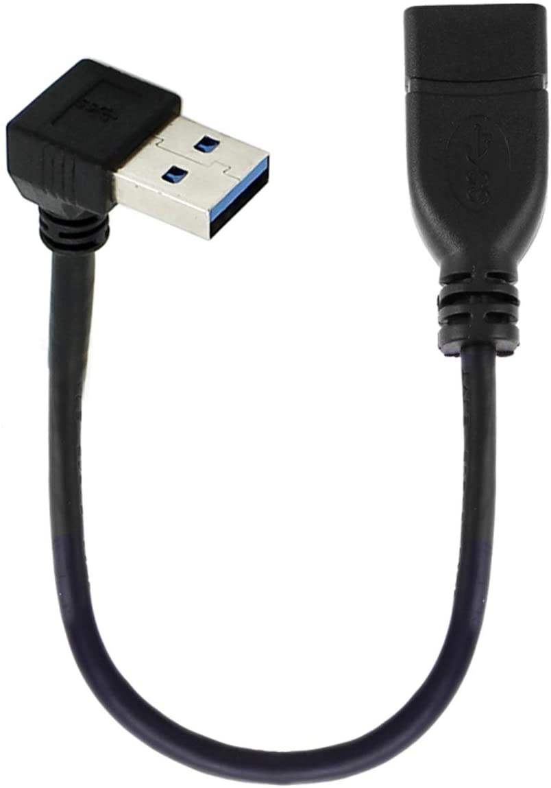 USB 3.0 Type A Male to Female 90 Degree Angled Extension Cable 15cm