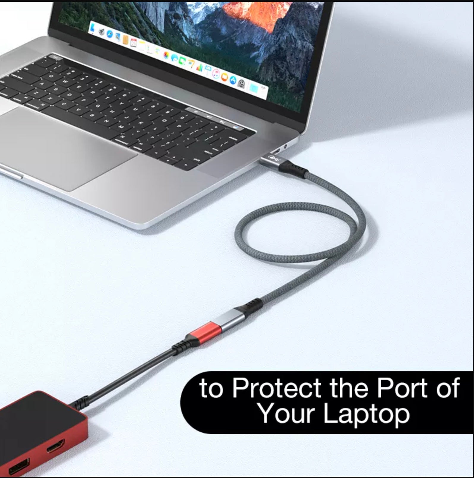 USB4 extension cable connected to a laptop for docking and peripheral expansion