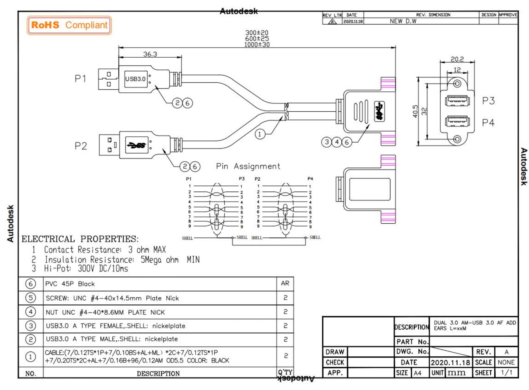 usb 3.0 cable drawing - innov8