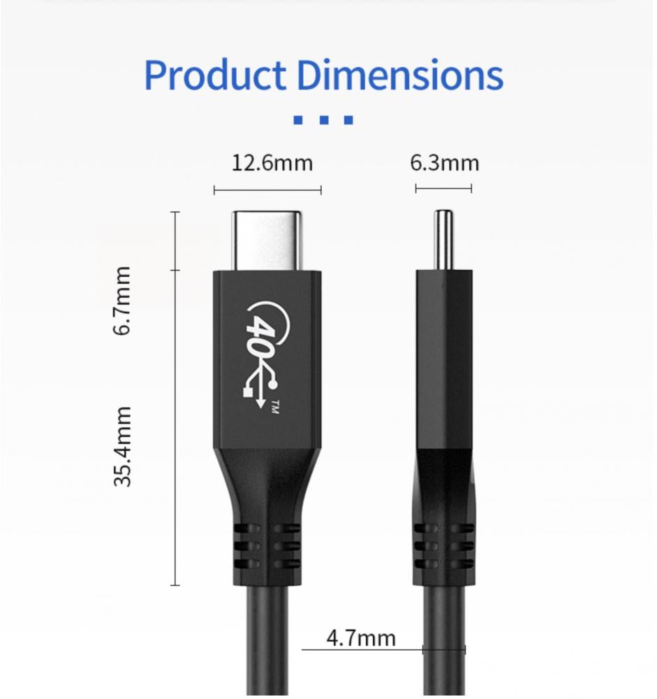 USB4 Thunderbolt 4 PD 3.0 100W 40Gbps USB-C Cable