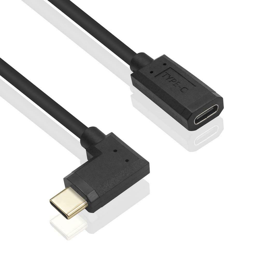 USB-C Male to Female Coiled Extension Cable (Right / Left Angle)