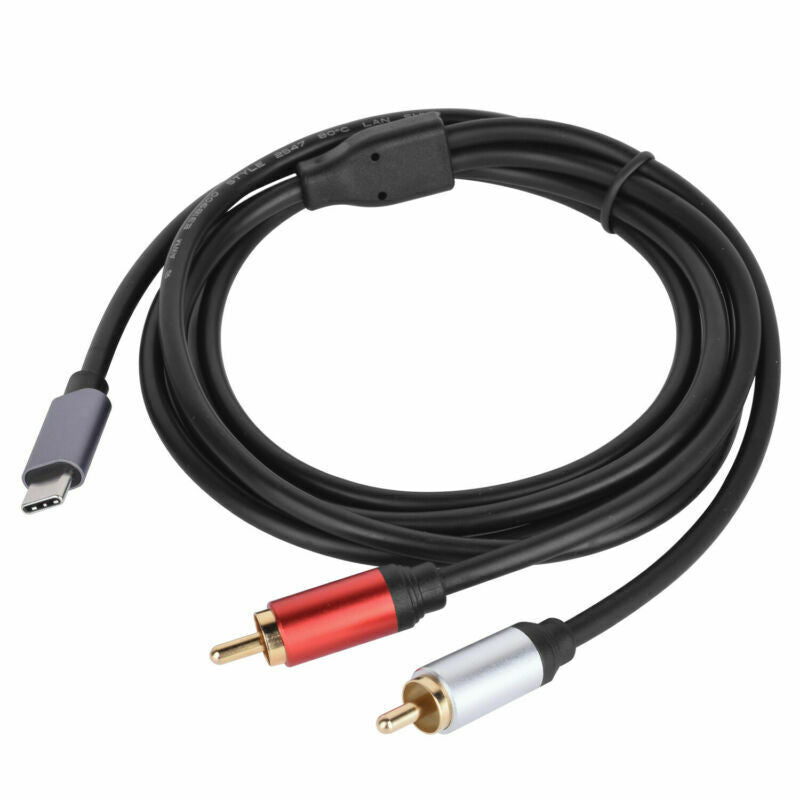 USB-C Male to Dual RCA Male Stereo Audio Converter Cable 3m