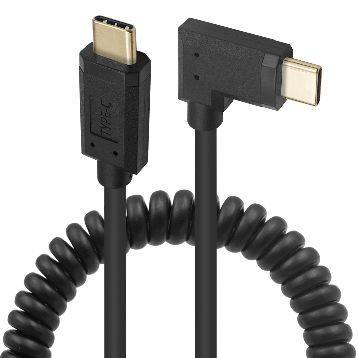 USB-C to USB-C Coiled Data Charging Cable 3A (Left / Right)