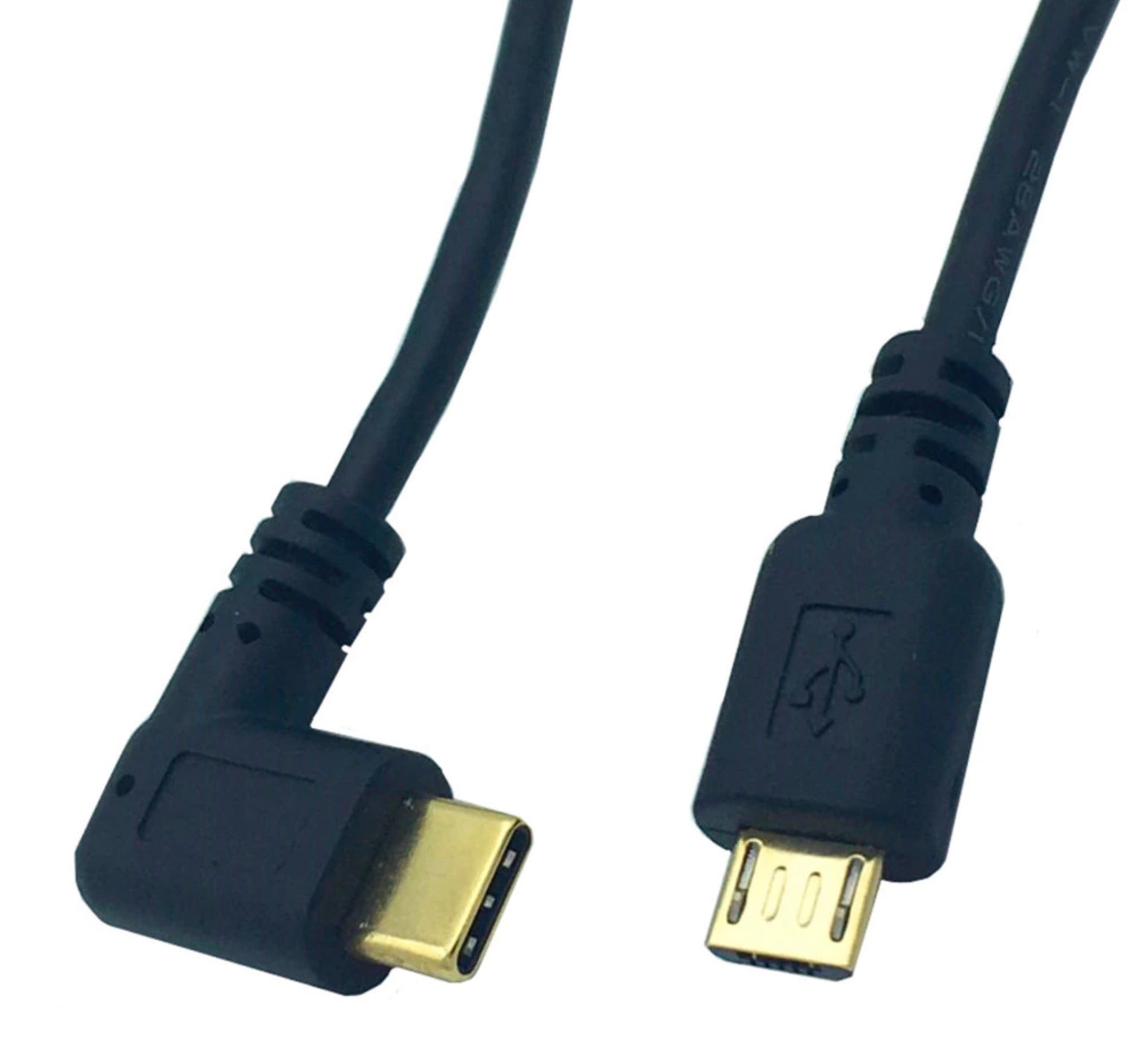 USB Type C Angled Male to Micro 5Pin Male Charge Data Cable 0.25m