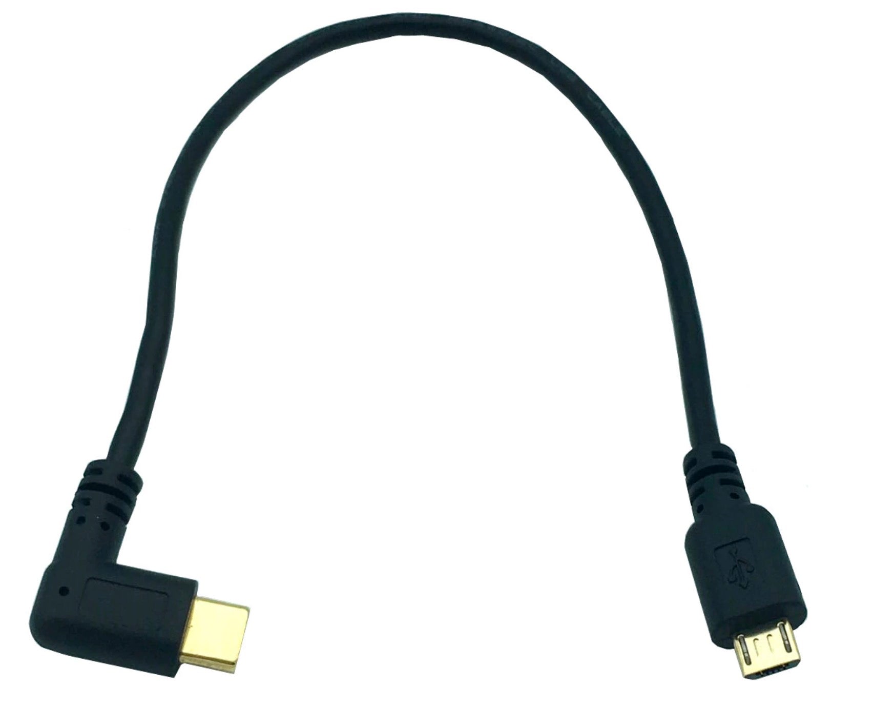 USB Type C Angled Male to Micro 5Pin Male Charge Data Cable 0.25m