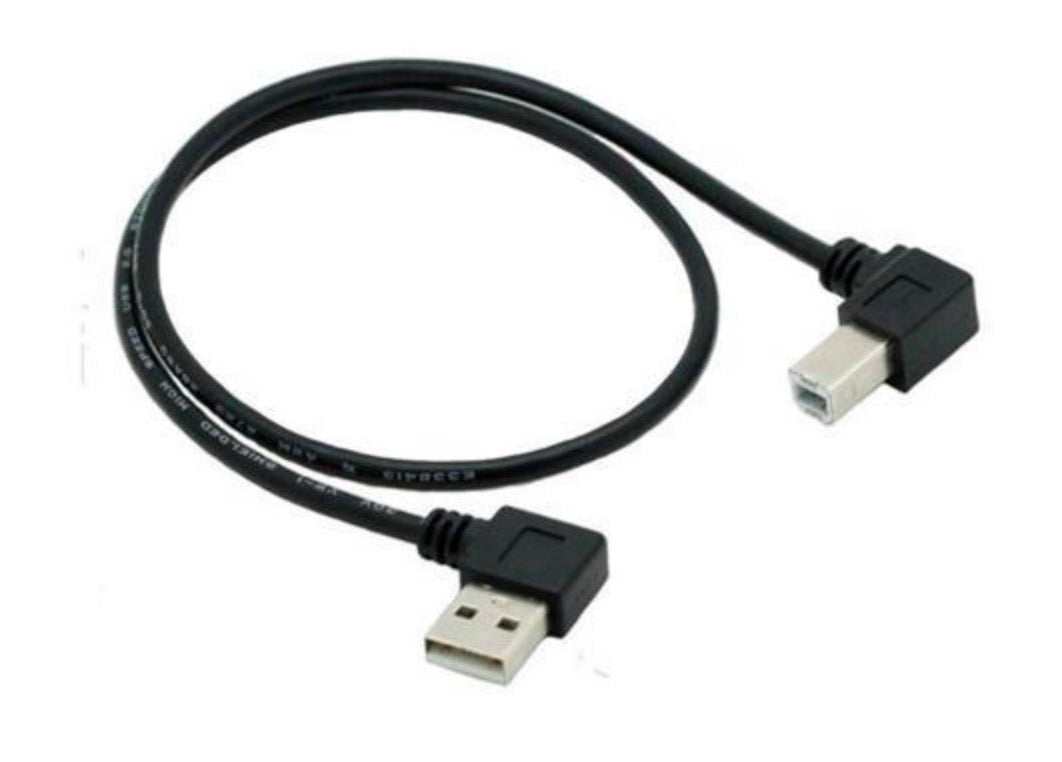 USB-A 2.0 Right Angled Male to USB-B Right Angled Male Printer Scanner Cable 0.5m