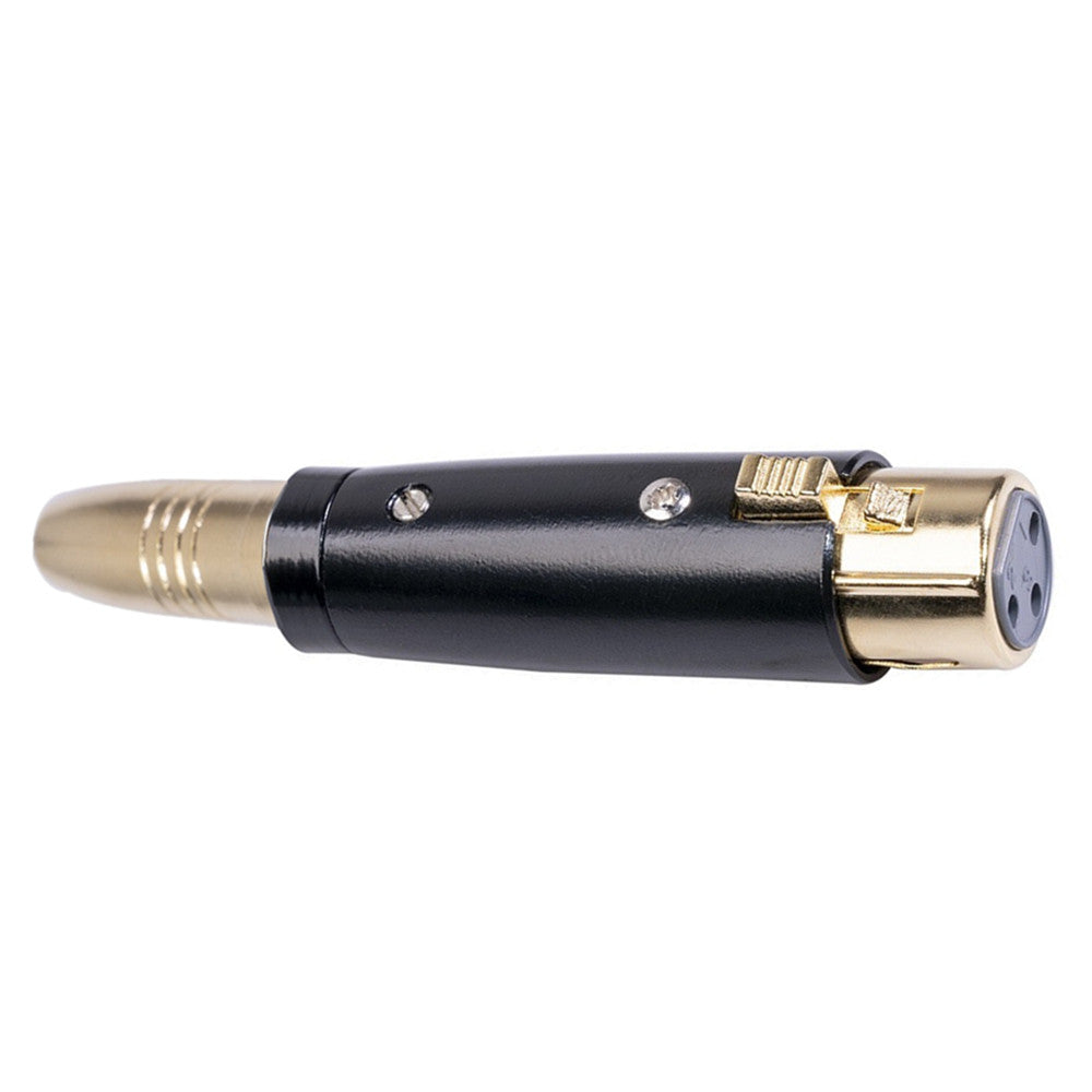 Side profile of XLR female to 6.35mm female audio adapter